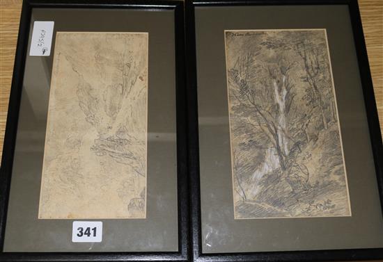 Attributed William Payne Landscape studies 23 x 13cm